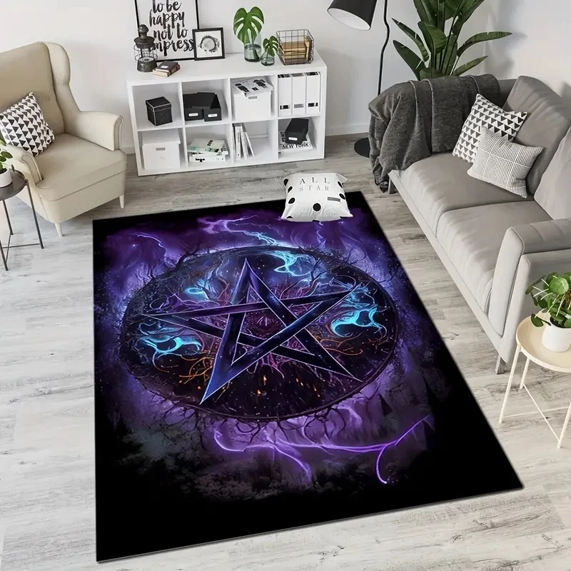 

Halloween Pentagram Carpet for Living Room Decor Sofa Table Large Area Rugs Kitchen Hallway Balcony Rugs Bath Anti-slip Doormat