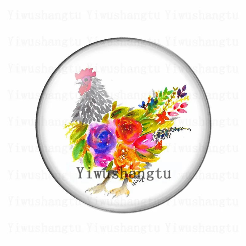 New animal chicken hen cock 2mm/20mm/25mm/30mm photo glass cabochon demo flat back Making findings