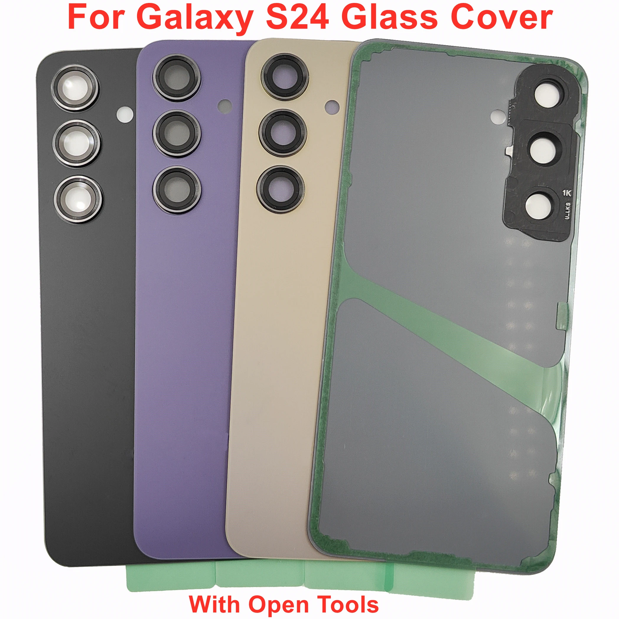 For Samsung Galaxy S24 Glass Battery Cover Hard Back Door S24 5G Rear Lid Case Housing + Camera Lens Adhesive Sticker