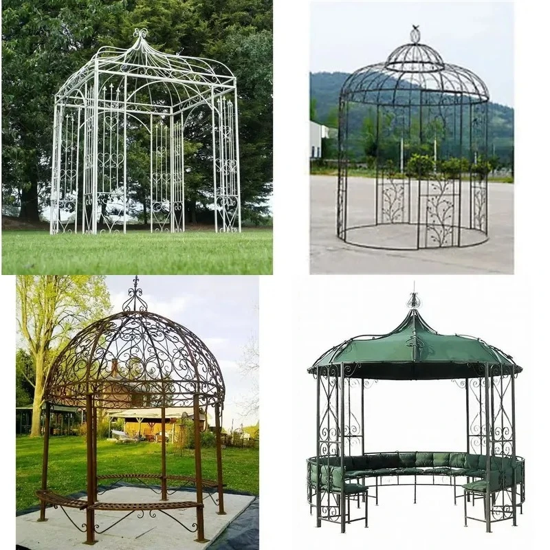Outdoor Wrought Iron Gazebo Garden Pavilion Pergola Canopy Tent for Patio Backyard Wedding Party Shade Shelter Decor