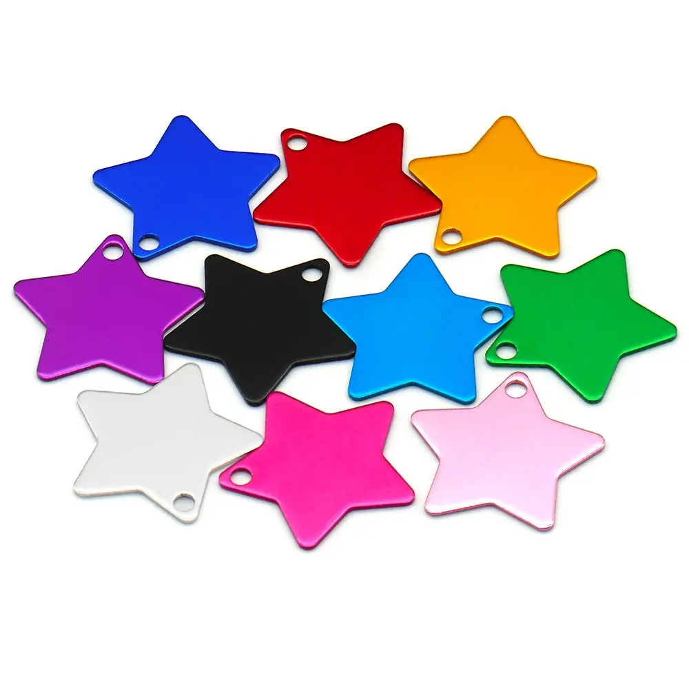 20PCS Aluminum Star shapeCustom Engraved Name Phone Number Pet Cats Dogs ID Tags Customizd Personalized Design  Accessories