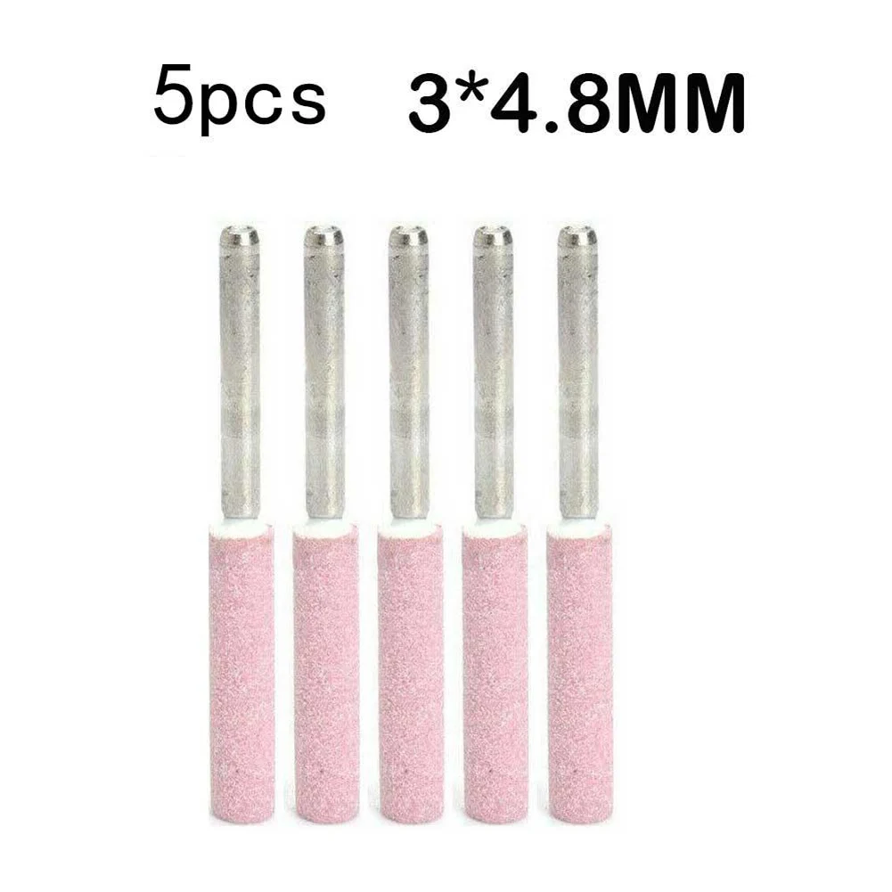 5pcs/Set 4.8mm Chainsaw Sharpener Grinding Stone File Chain Saw Sharpening Tool Grinding Wheel Grinding Head Garden Tool