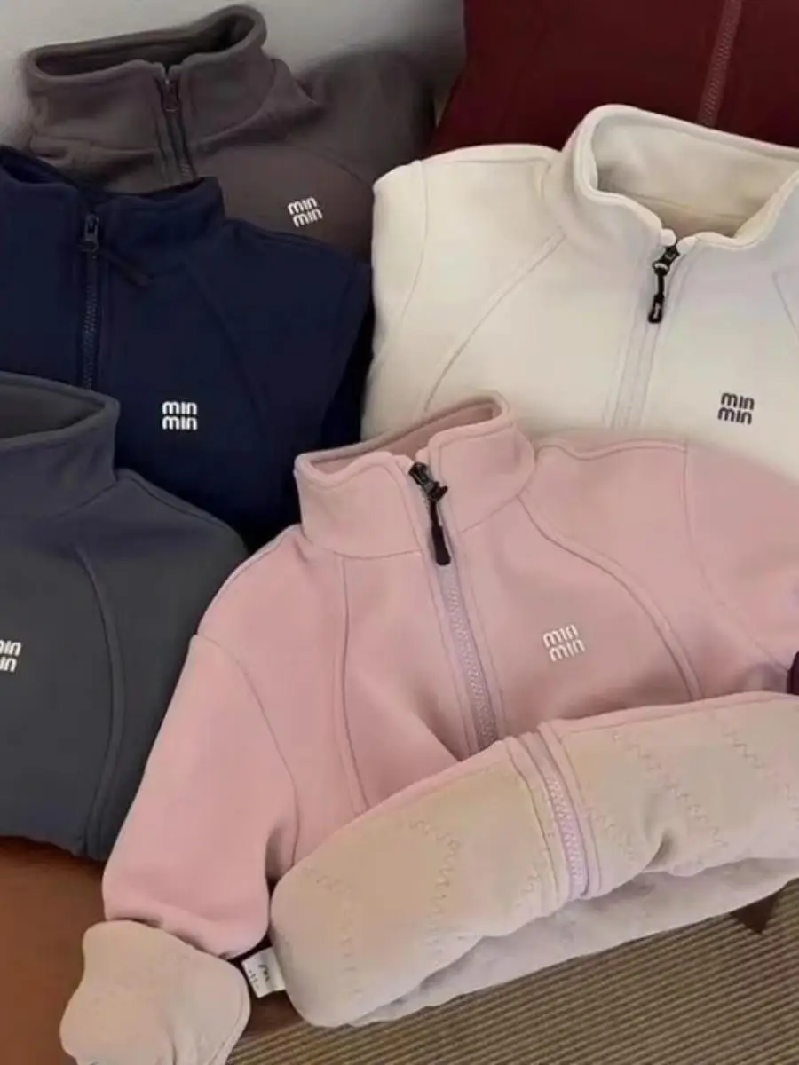 

Thiened Fce Children's Jaet Autumn Winter Warm Cotton Inner Wear School orm Top Winter irt Sweatirt