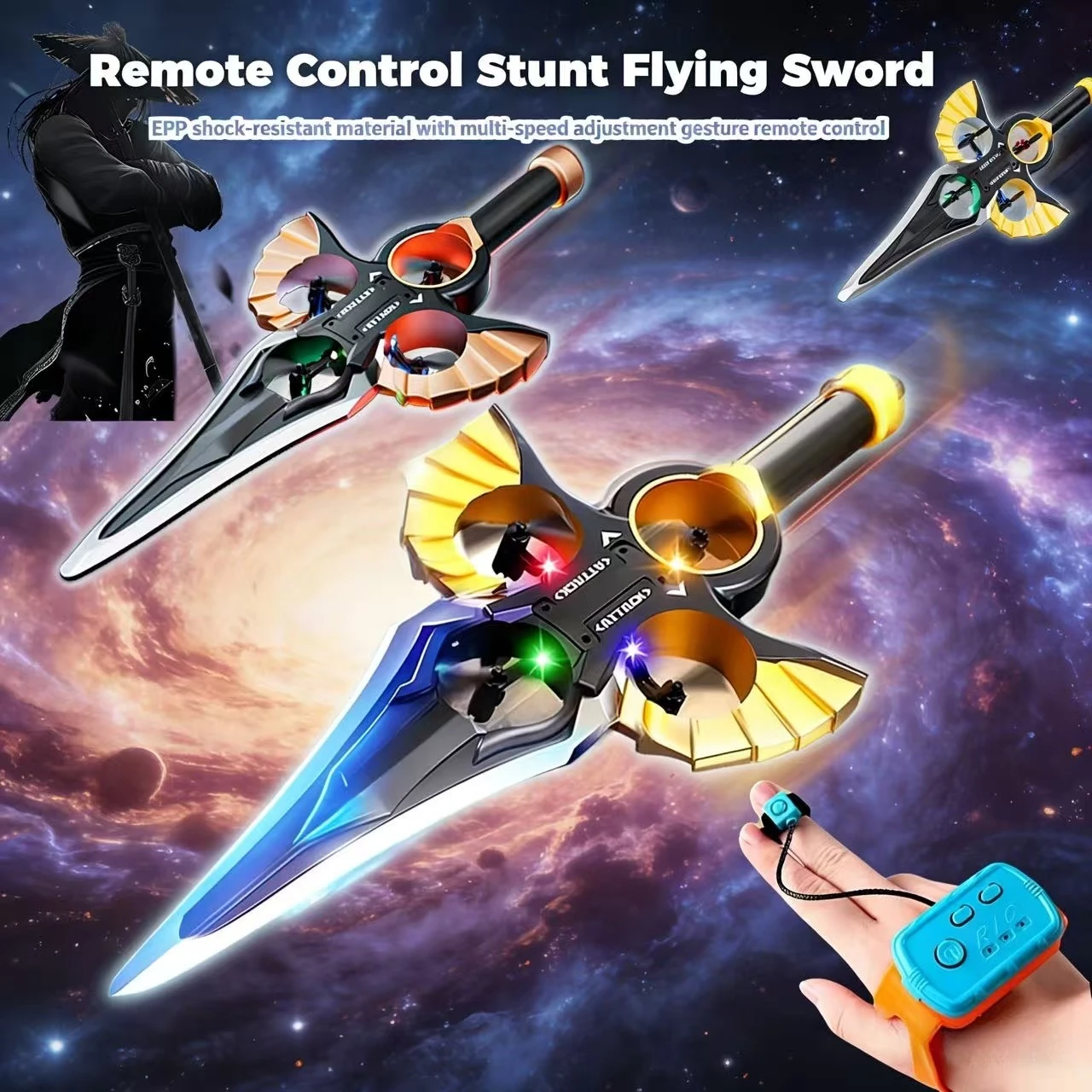 Drone Sword Glider con modalità doppie, volo acrobatico a 3 marce, luci a LED, giocattolo aereo per bambini/adolescenti/adulti