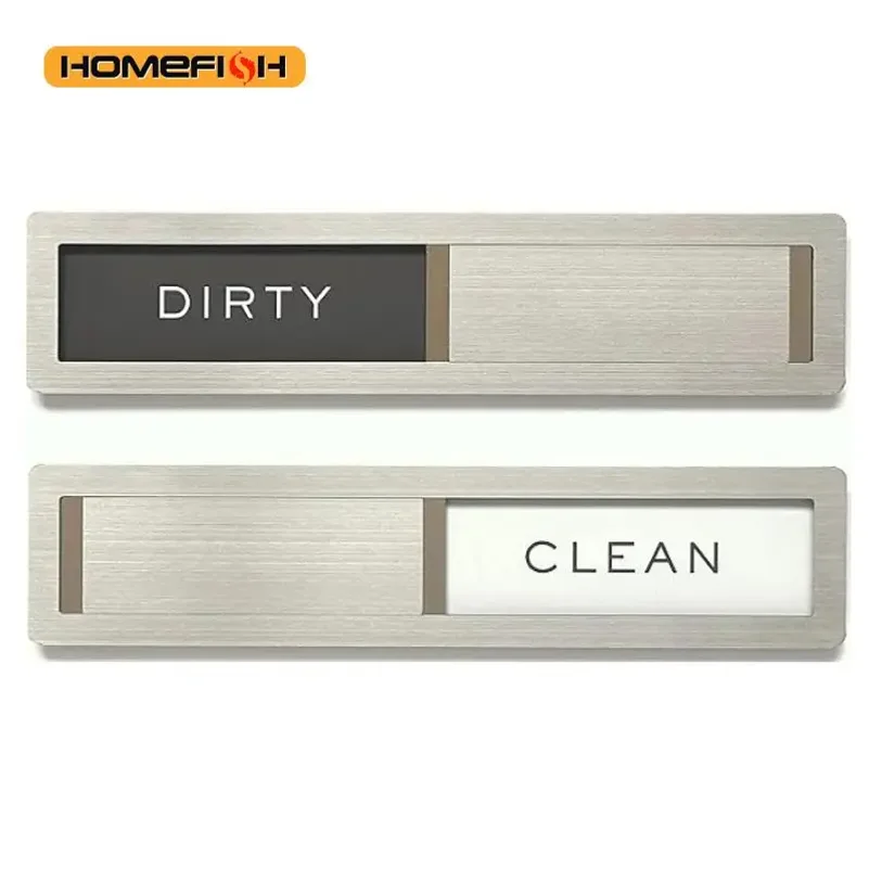 Dishwasher Magnet Clean Dirty Sign, Premium Stainless Steel Black and White Non-Scratch/Kitchen Decor/Easy to Read & Slide