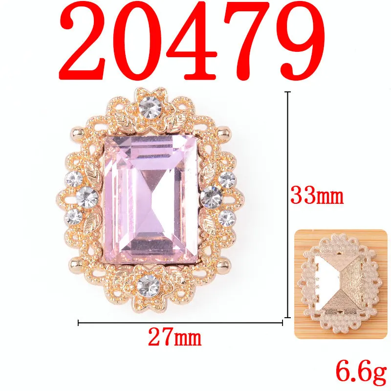 Vintage těžký průmysl vykládané hranatý broušené sklo kvést talíř diamant spona příslušenství móda zavazadlového oblečení slitina příslušenství