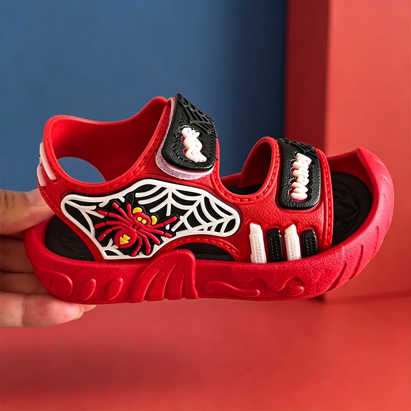 Multi Cool Color Spider Pattern Jungen-Sandalen, weiche, atmungsaktive, offene Zehenpartie, All-Match-Sommerschuhe für Kinder – Detail 5