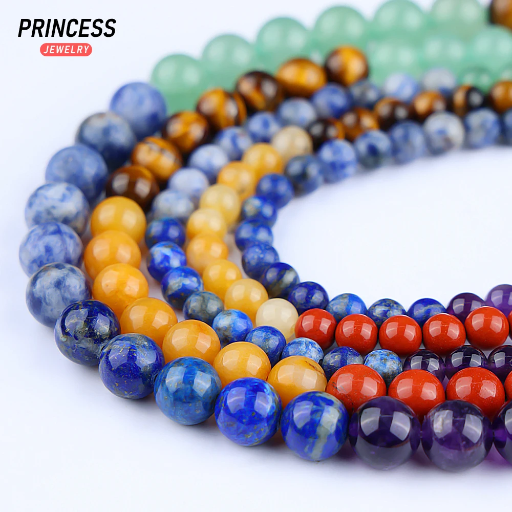 A + Natural Duobao Seven Chakra Stones perline sciolte per la creazione di gioielli Tiger Eye Aventurine Sodalite lapislazzuli ametista Jasper