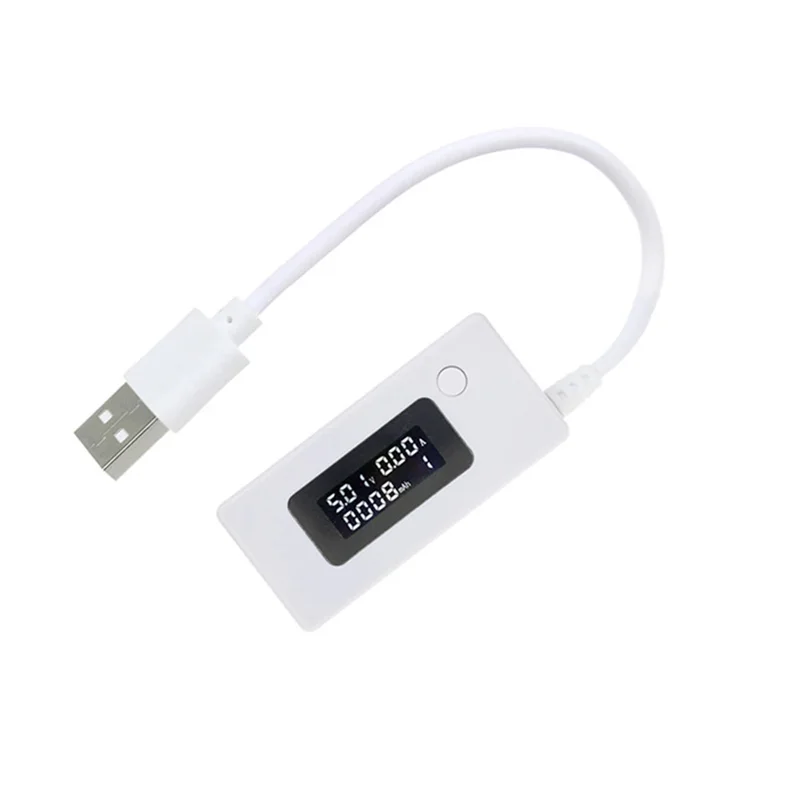 Pantalla digital LCD de retroiluminación trasera blanca, amperímetro USB, voltímetro, detector de medidor de prueba de capacidad de carga