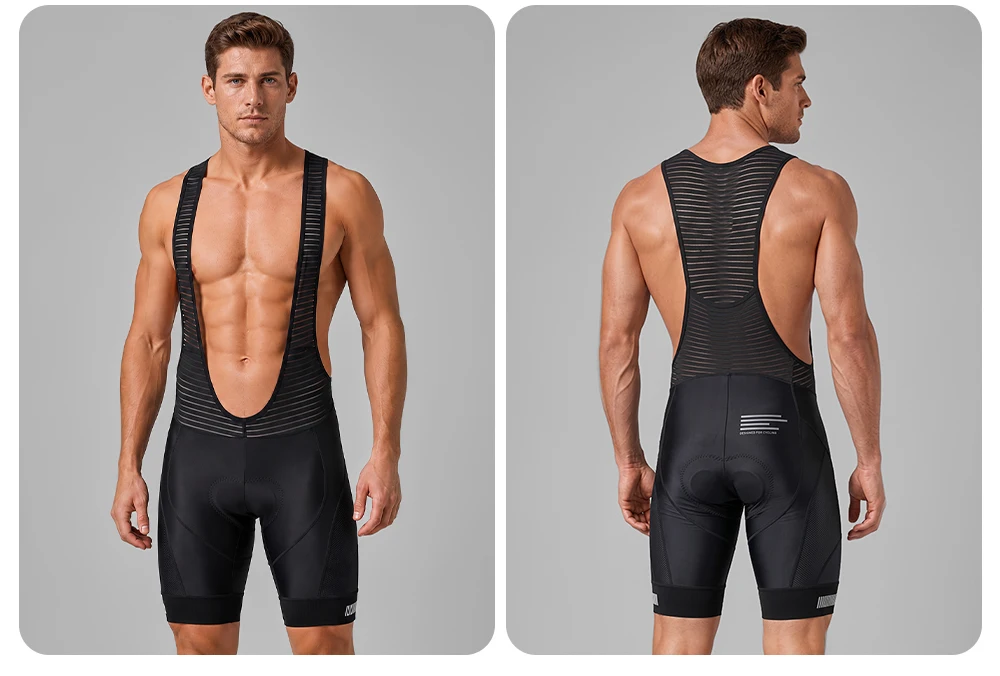 ZRSE Herren-Radhose mit Trägern, 5H-Polsterung, reflektierenden Streifen, hochelastisch, atmungsaktiver Netzstoff am Rücken, feuchtigkeitsableitend, mit Tasche, für Straßen- und Mountainbike. – Detail 17