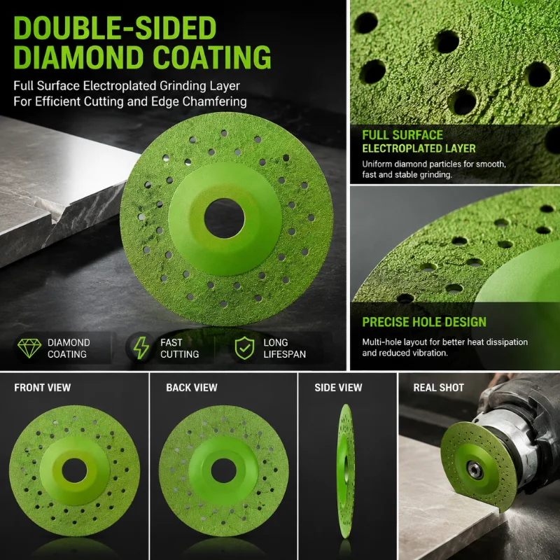 4Inch 100mm Diamond Cutting Disc Green Multi‑hole Saw Blade For Tile Ceramic Marble Slab Chamfer Grinding Wheel