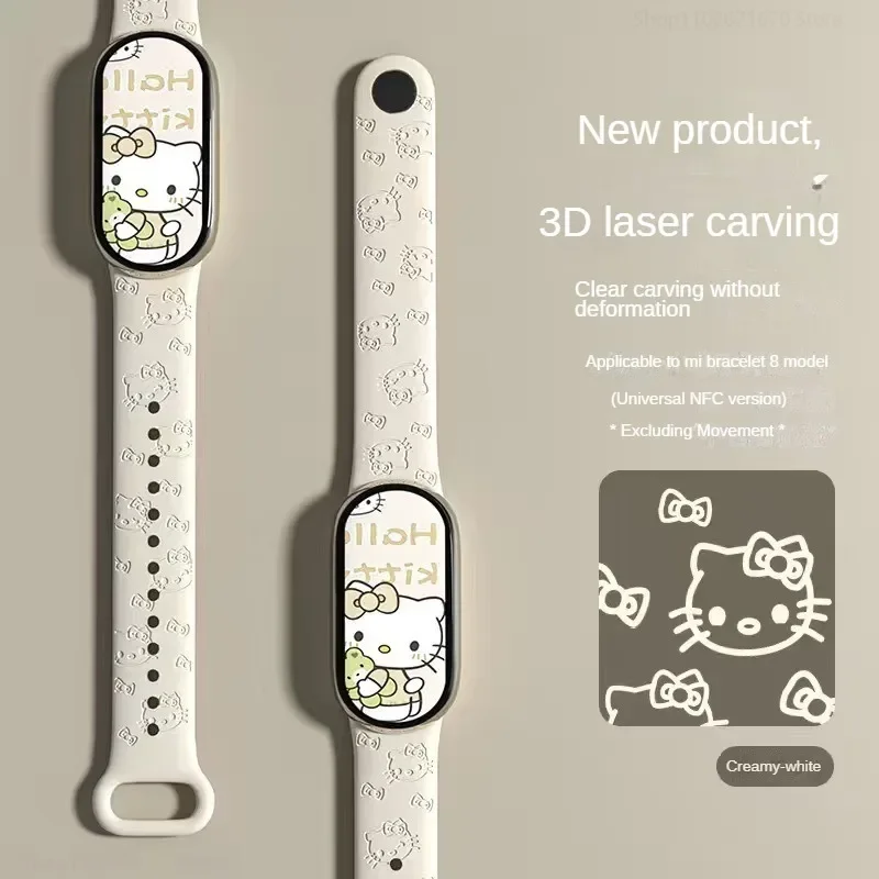 Sanrio Hello Kitty Watch Strap for Xiaomi Mi Band 8 7 6 5 4 3 Wristband Silicone Bracelet Smartwatch Accessories Birthday Gift