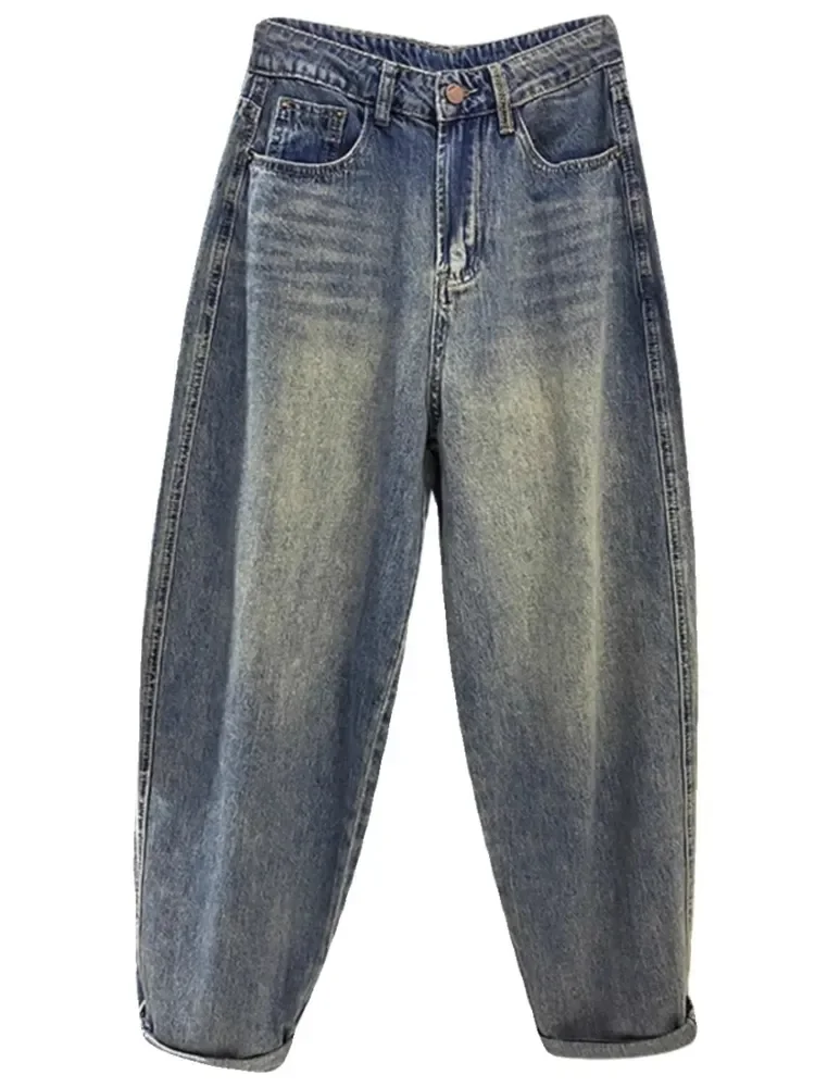 

Джинсы женские больших размеров 6XL (до 140 кг), летние, тонкие, с эластичным поясом, с карманами, оверсайз, женская одежда больших размеров