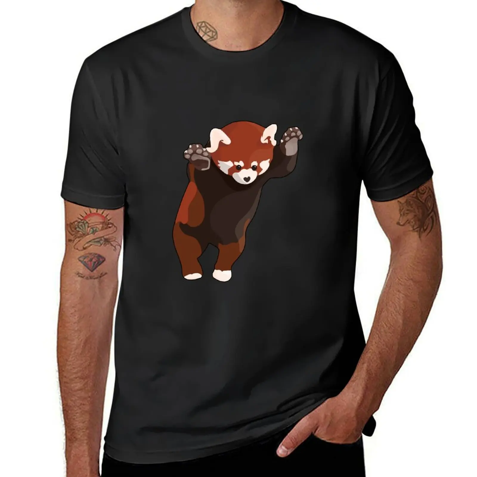 Red Panda Excited T-Shirt animal prinfor boys plus size tops t shirts for men cotton