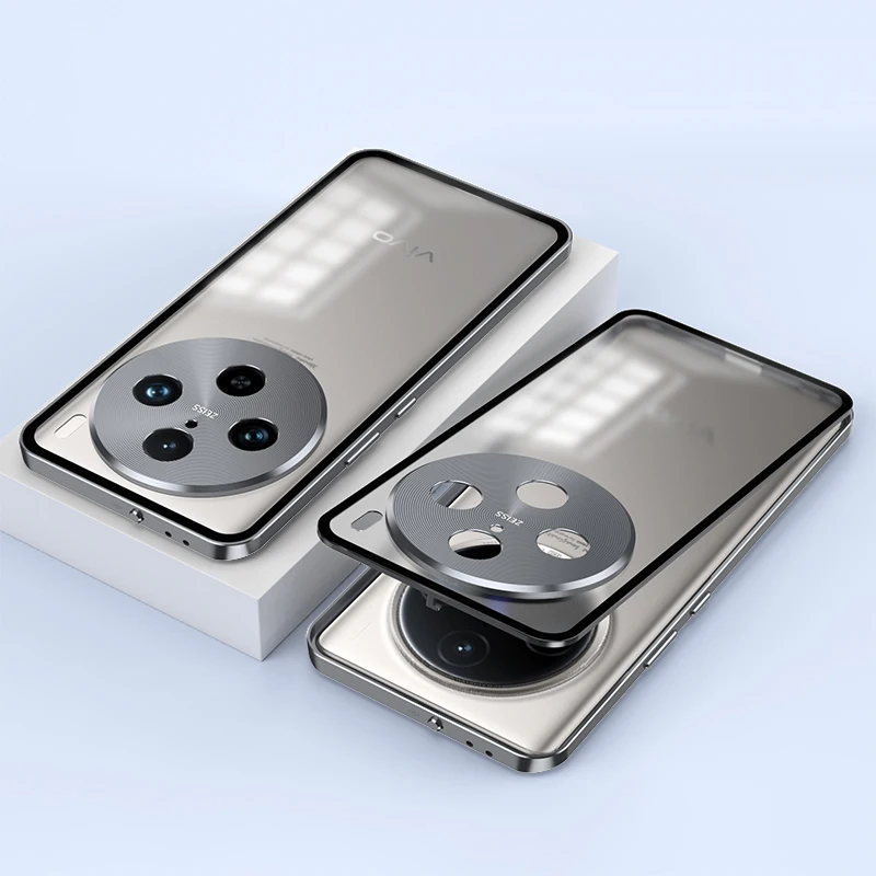 

Metal Phone Case Lock buckle For vivo X100 Ultra X200 Y200 Pro Y300 Plus 5G Lens Protection Single sided Matte Back Cover Cases