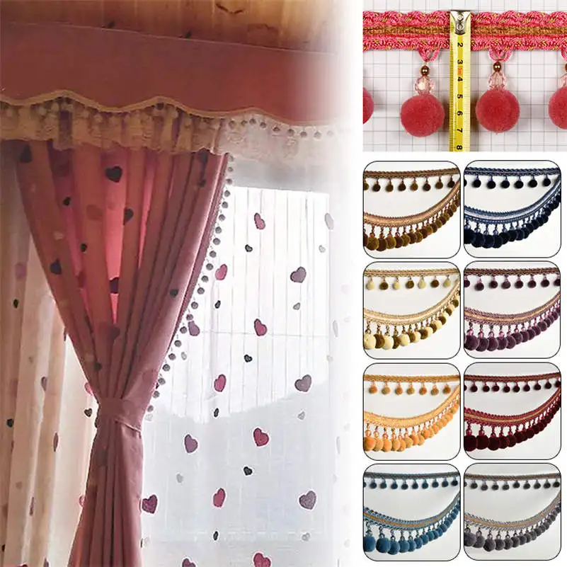 2/4/6 Meter Pompom Trim Pom Pom Bobble Braid Tassel Ball Fringe Ribbon Lace Fabric DIY Upholstery Sofa Curtain Sewing Accessory