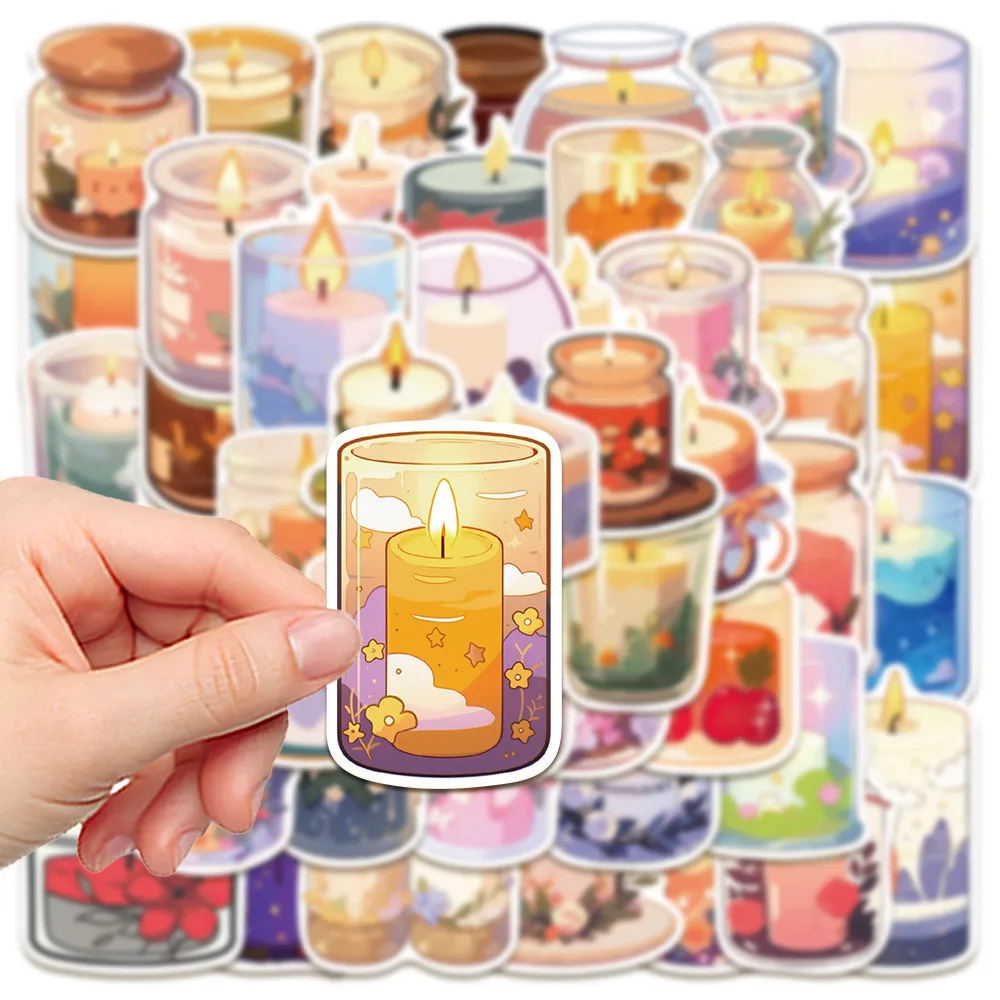 50 قطعة من ملصقات الشموع المعطرة المريحة - ديكور مقاوم للماء لأجهزة الكمبيوتر المحمولة وأجهزة الكمبيوتر المحمولة والمجلات وحافظات الهاتف لتسجيل متجر YourLife
