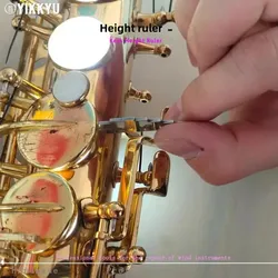 Instrument repair tools for wind instruments, flute and saxophone, measuring pitch with a height gauge