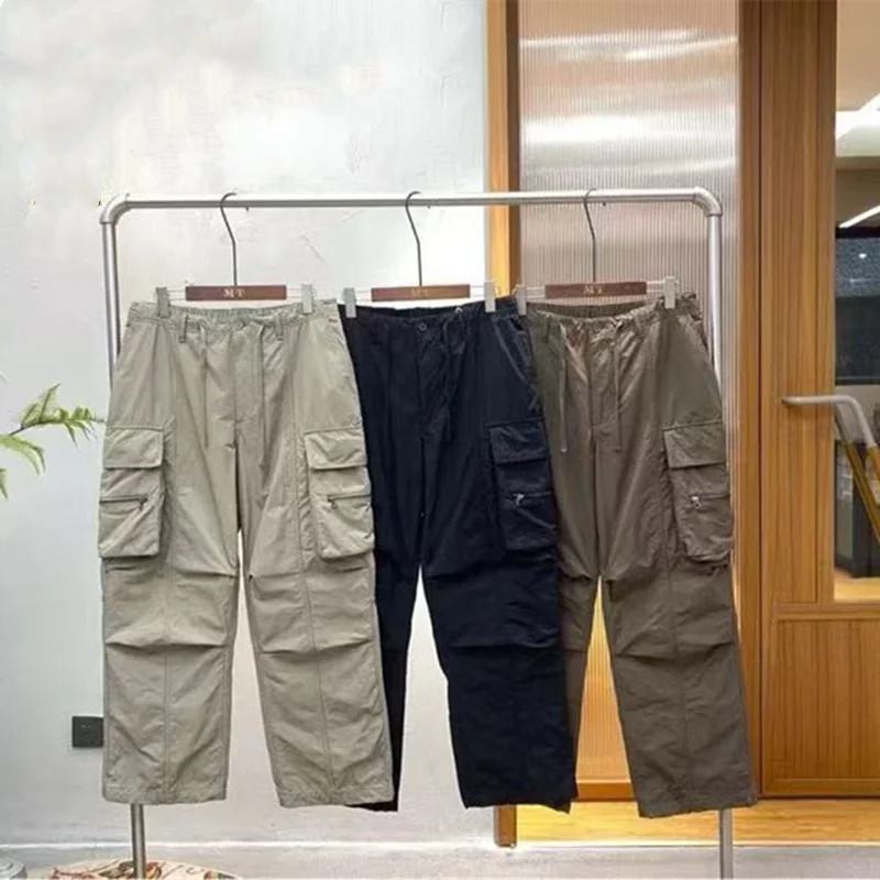 

24AW Blend Fabric Washed Work Pants With Zippered Pockets Trousers Outdoor Trekking Hiking Travel Camping Sports Longs Workwear