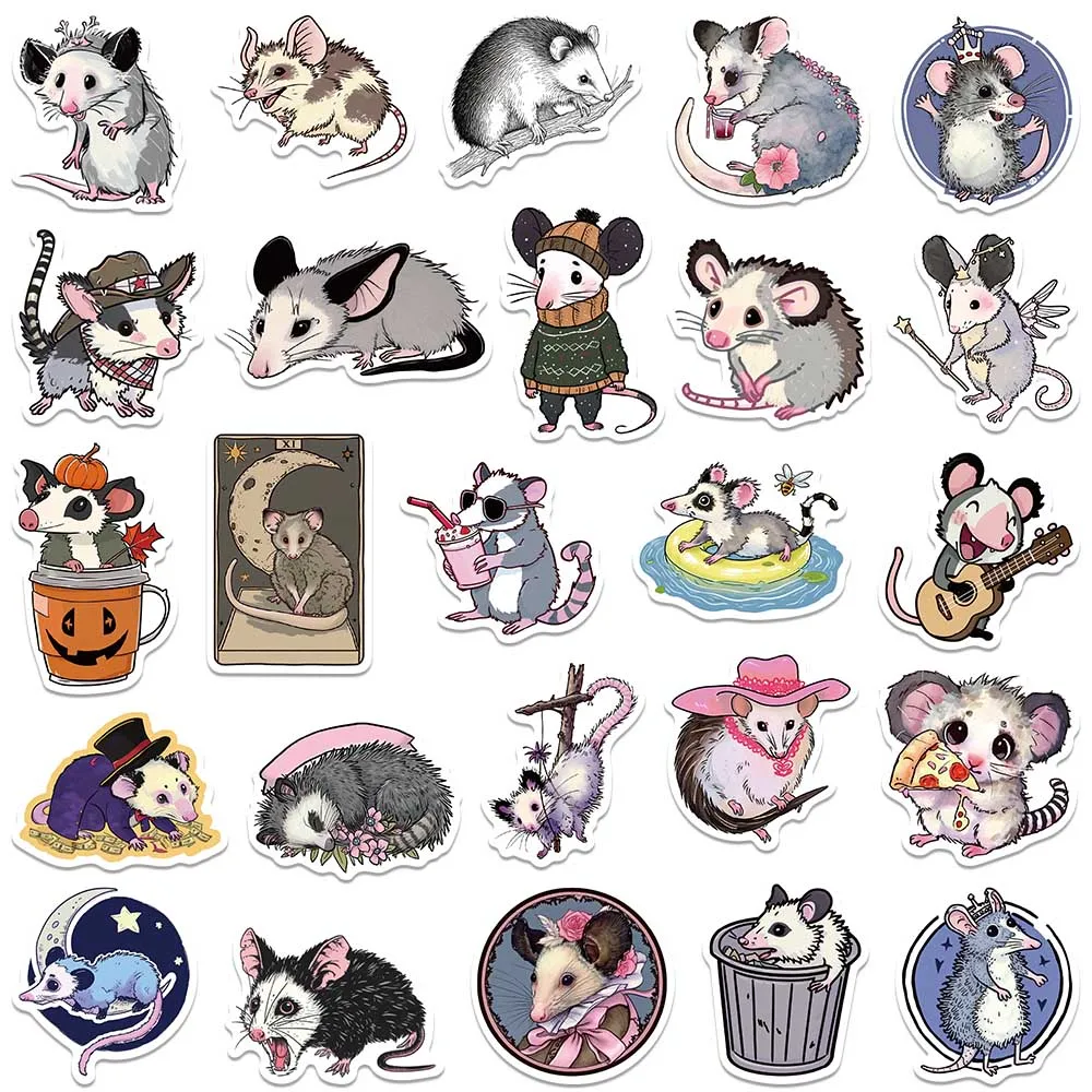 Opossum-pegatinas de animales de dibujos animados para ordenador portátil, 50 piezas, para botella de agua, equipaje, Notebook, teléfono, calcomanías de vinilo de Graffiti impermeables