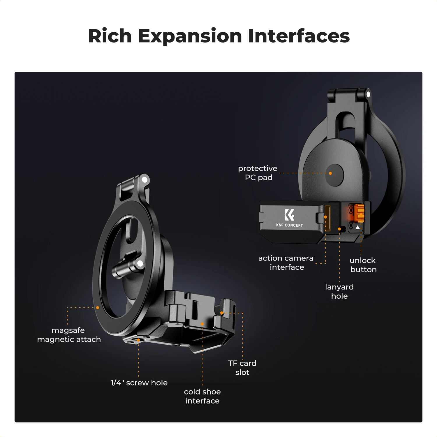 K&F Concept Electric Vacuum Magnetic Mount for DJI Osmo Pocket 3 360° Adjustable Suction Cup Stand