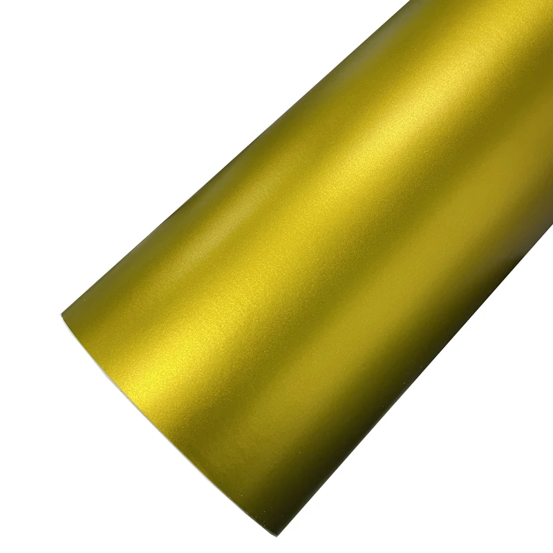 Premium Chrom Matt Metallic Gold Vinyl-Folienrolle Selbstklebende Aufkleberfolie Auto-Wrapping-Folie mit Luftkanälen