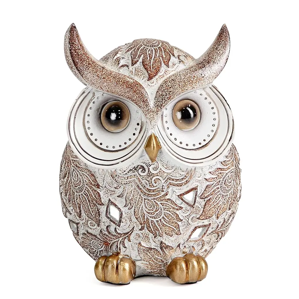 

Able Owl Statue And Figurine For Home Decor - Modern Animal Owl Sculpture For Shelf, Bookshelf, Bedroom, Living Room, Office,