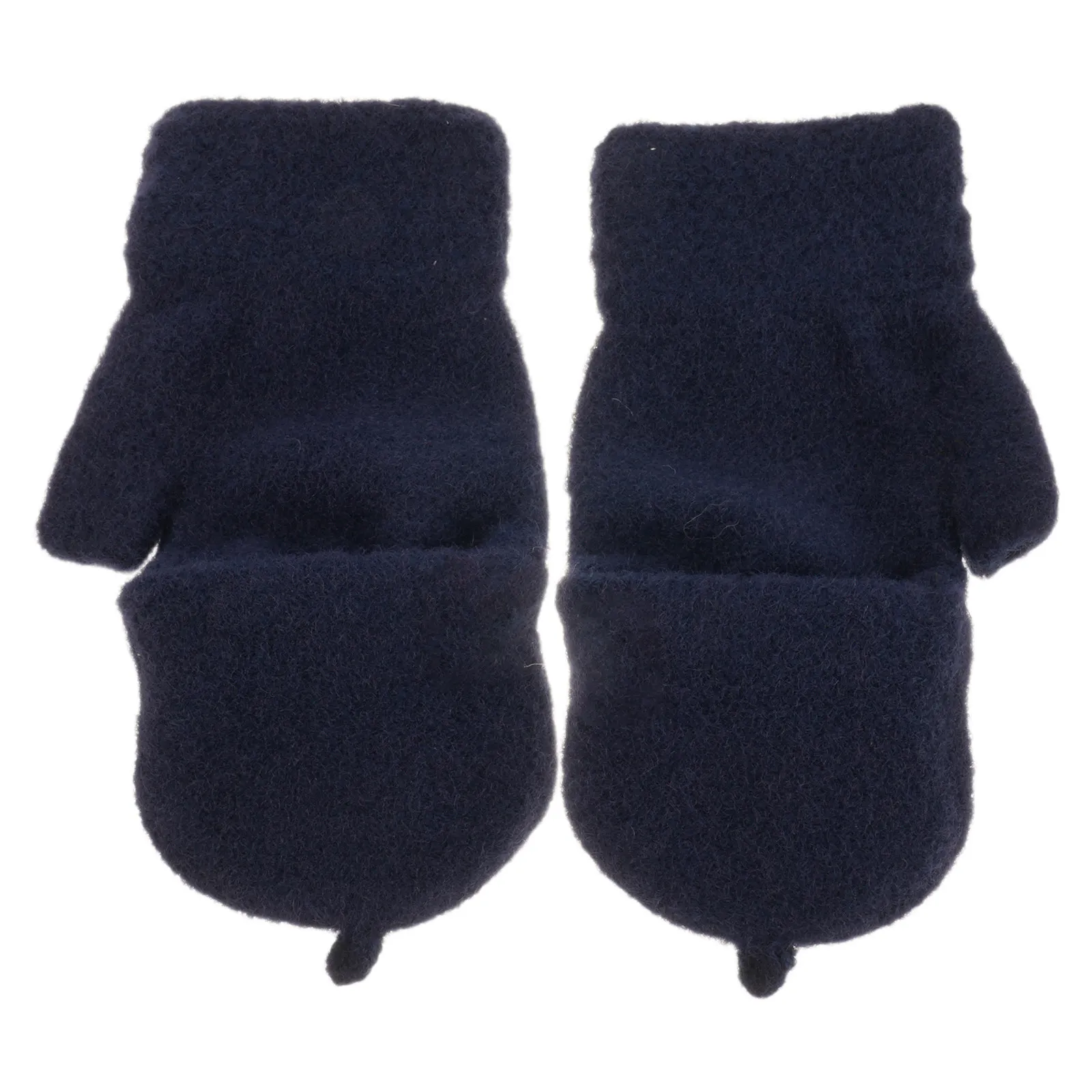 

1Pair Navy Blue Convertible Knitted Mittens Half Finger Gloves Thermal Warm Fingerless Touchscreen Gloves Winter Outdoor Sports