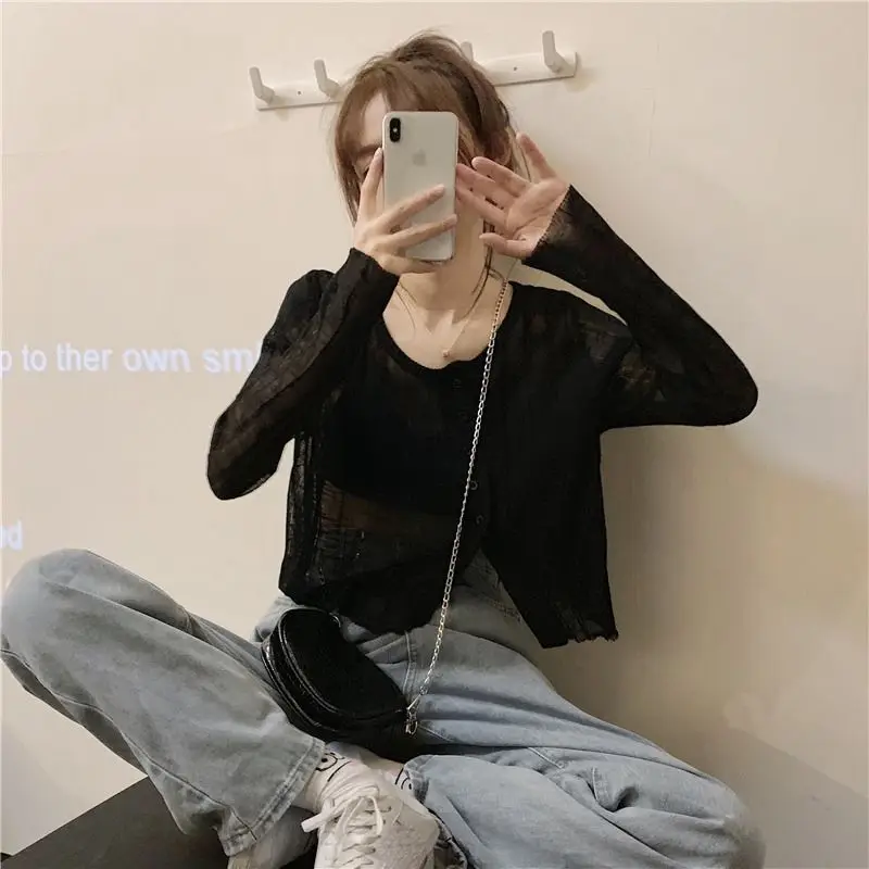 Cardigan Women Solid Sheer Cozy Sexy Charming Korean Style Popular Leisure Fashion New Ladies Spring Classics Delicate All-match