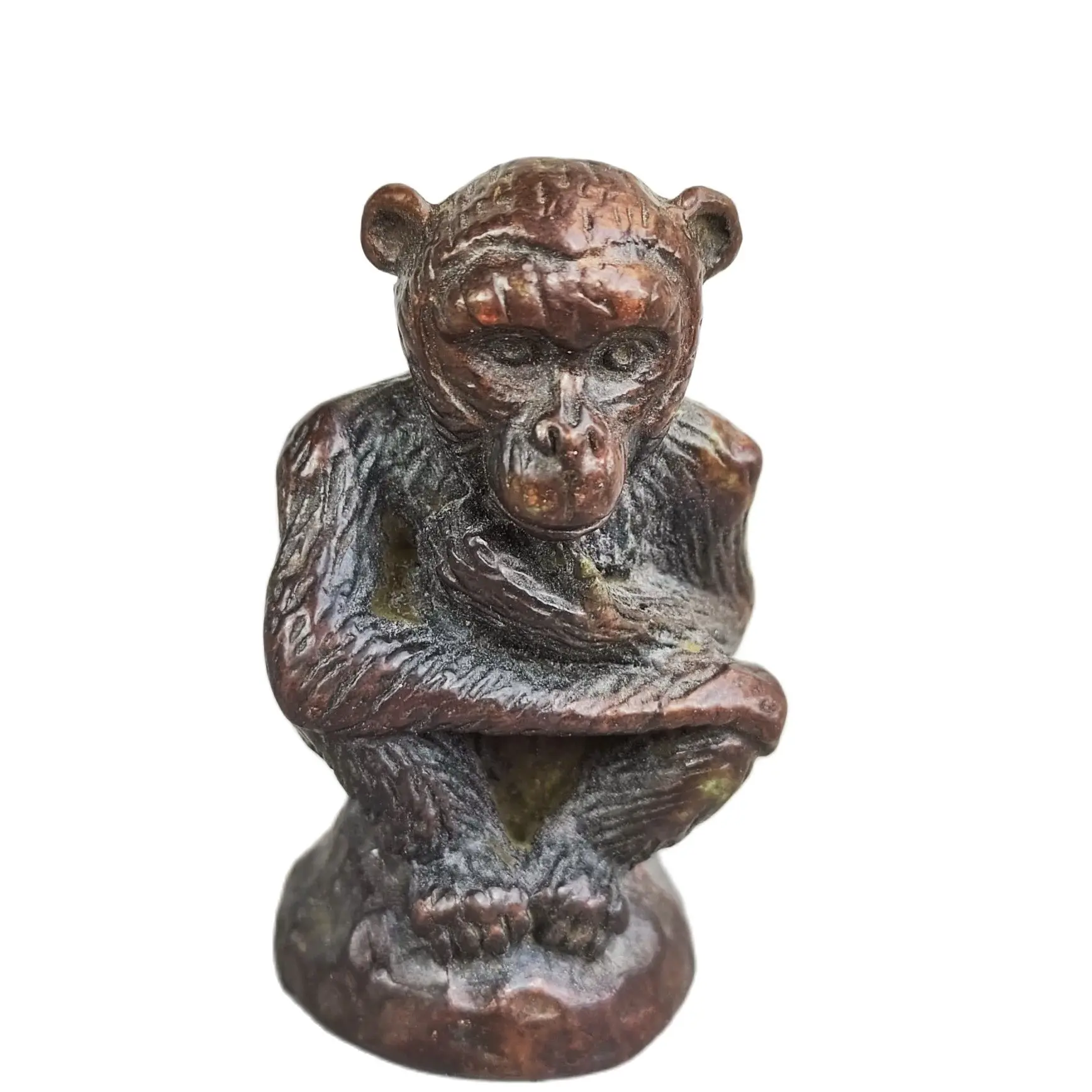 Vintage Bronze Metal Orangutan Monkey Statue Animal Statue Ornament Miniature Statue Tea Pet Home Desk Decor Crafts