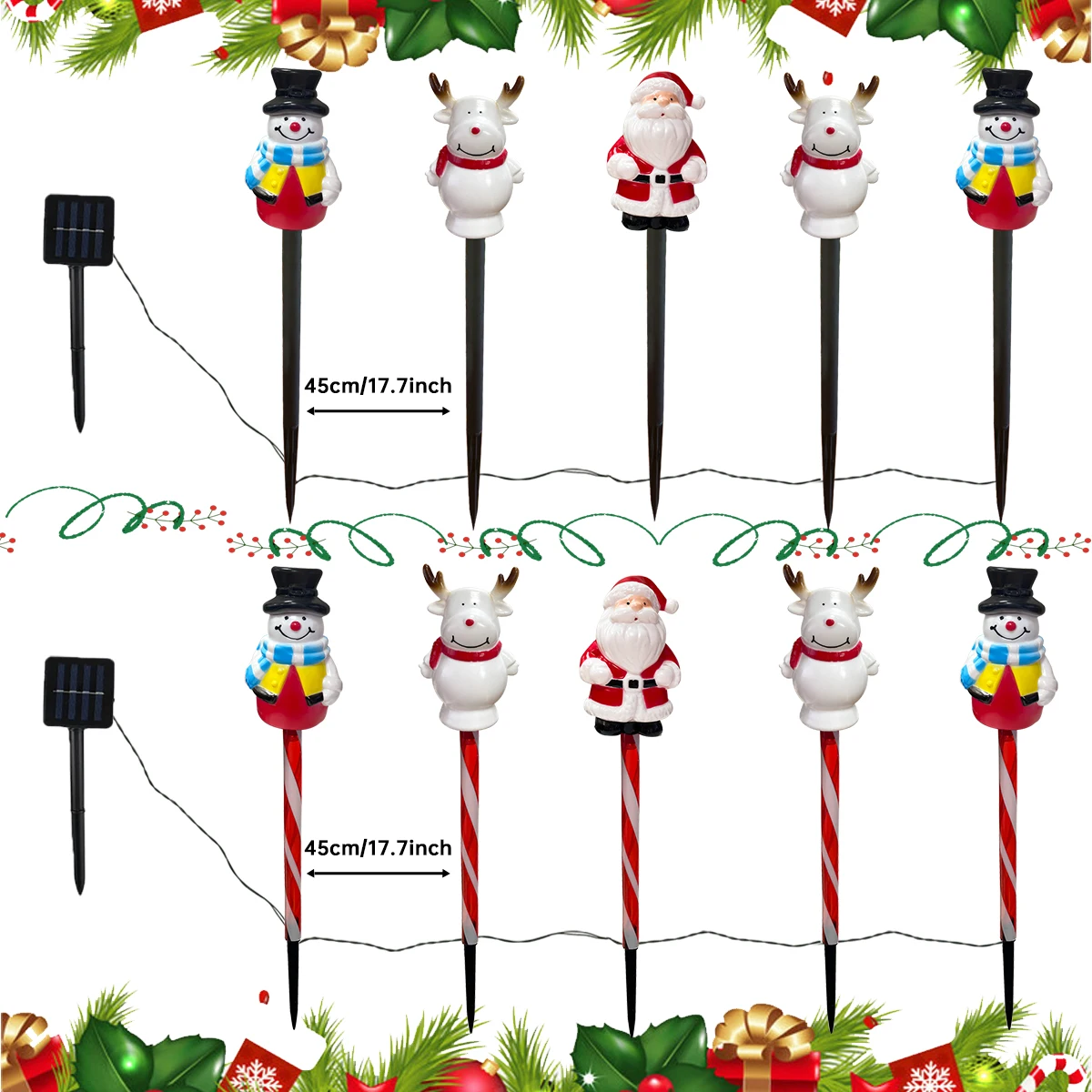 5 قطعة/المجموعة عيد الميلاد ثلج و الرنة وسانتا كلوز أضواء الحديقة الشمسية الدافئة الأبيض حصة مصابيح لقضاء عطلة ساحة عيد الميلاد ديكور