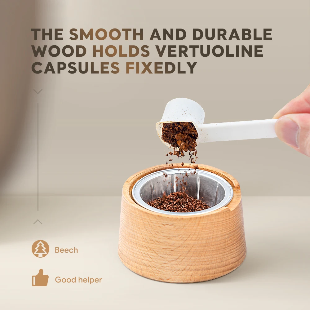 For Nespresso Vertuo Capsule  Aluminum Foil Sealing Cover Kit Coffee Accessories Wooden Reusable Capsule Filling Rack