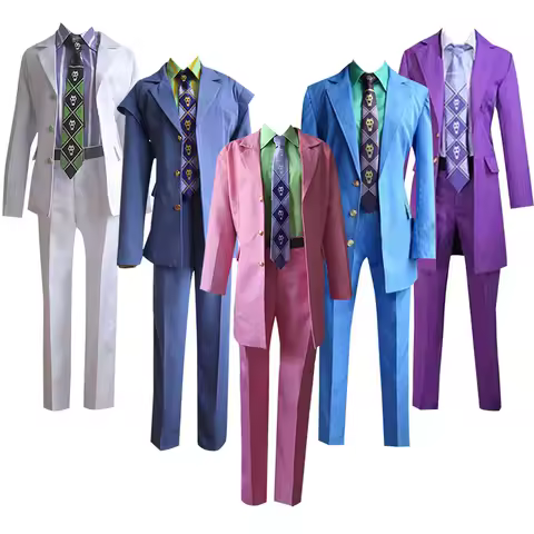 JoJos Bizarre Adventure Kira Yoshikage Cosplay Costume Men Purple Suit Tie Shirt Full Set Anime Outfit Halloween Party