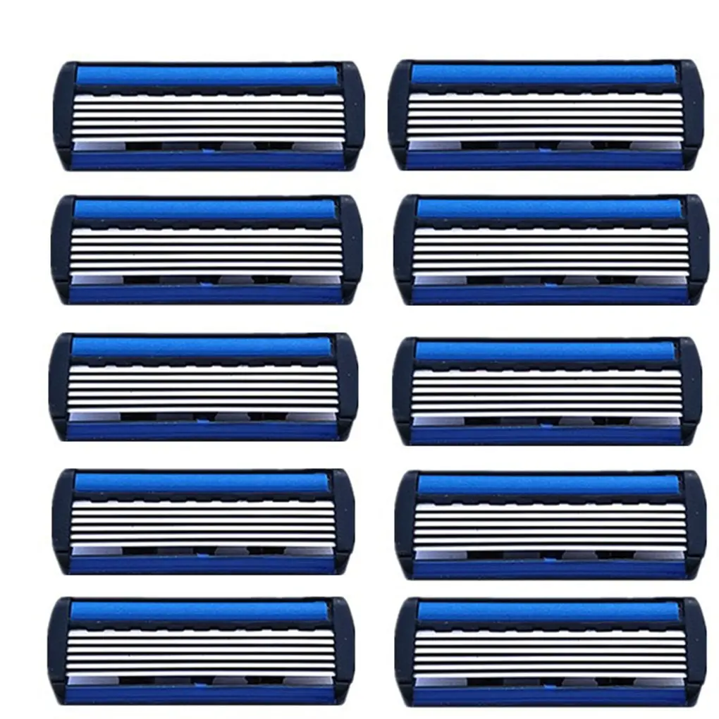 1pcs Beard Shaver Rack +12 pcs 6-Layer Blades Manual Beard Shaver Manual Hand Safety Razor 6PCS 6-Layer Blade ABS Grip Anti-slip