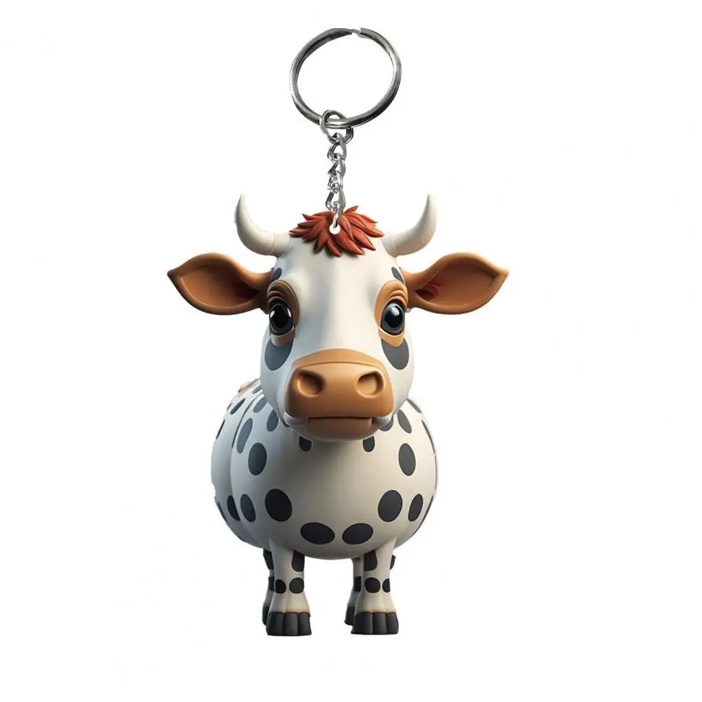 Cute Key Chain Exquisite Acrylic Cow Keychain Bright Colors Durable Keychains Pendant for Backpack Bag Key