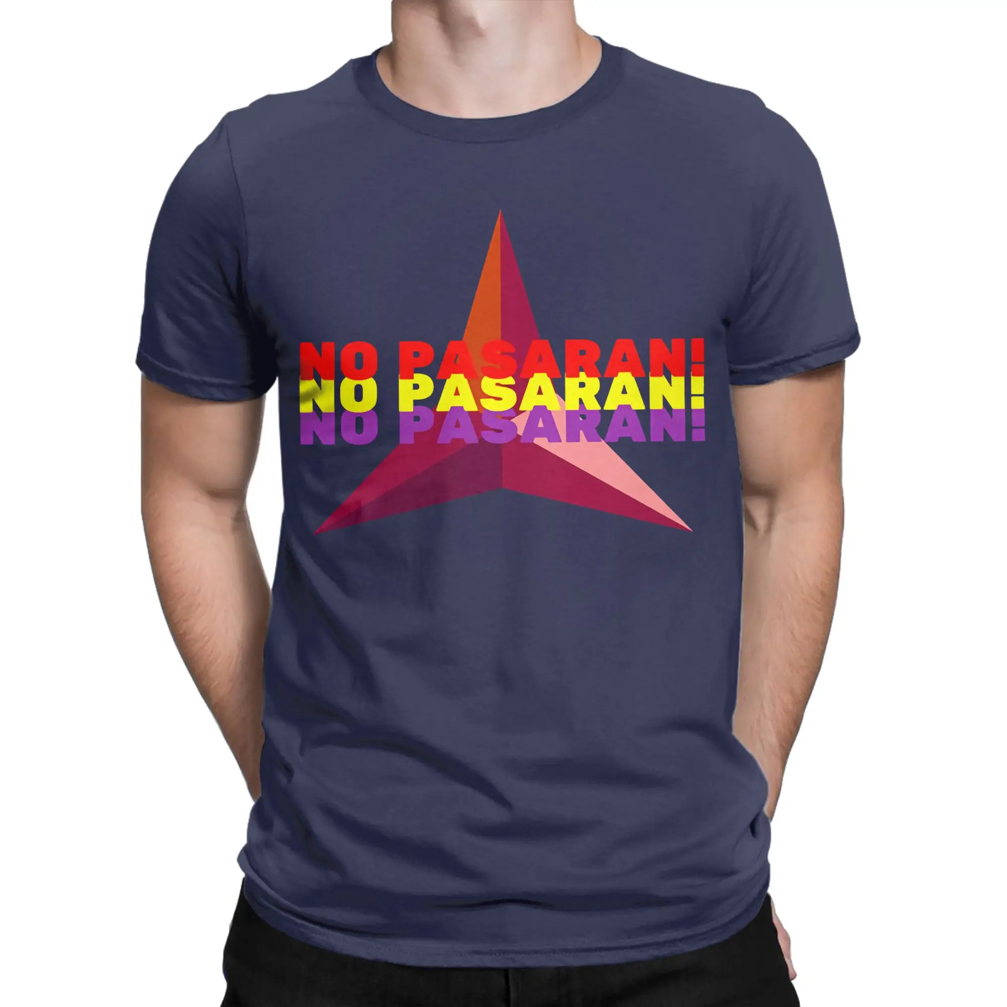 Retro No Pasaran T Shirt Unisex Cotton Short Sleeve Anti Fascist Round Neck Summer Top Tee
