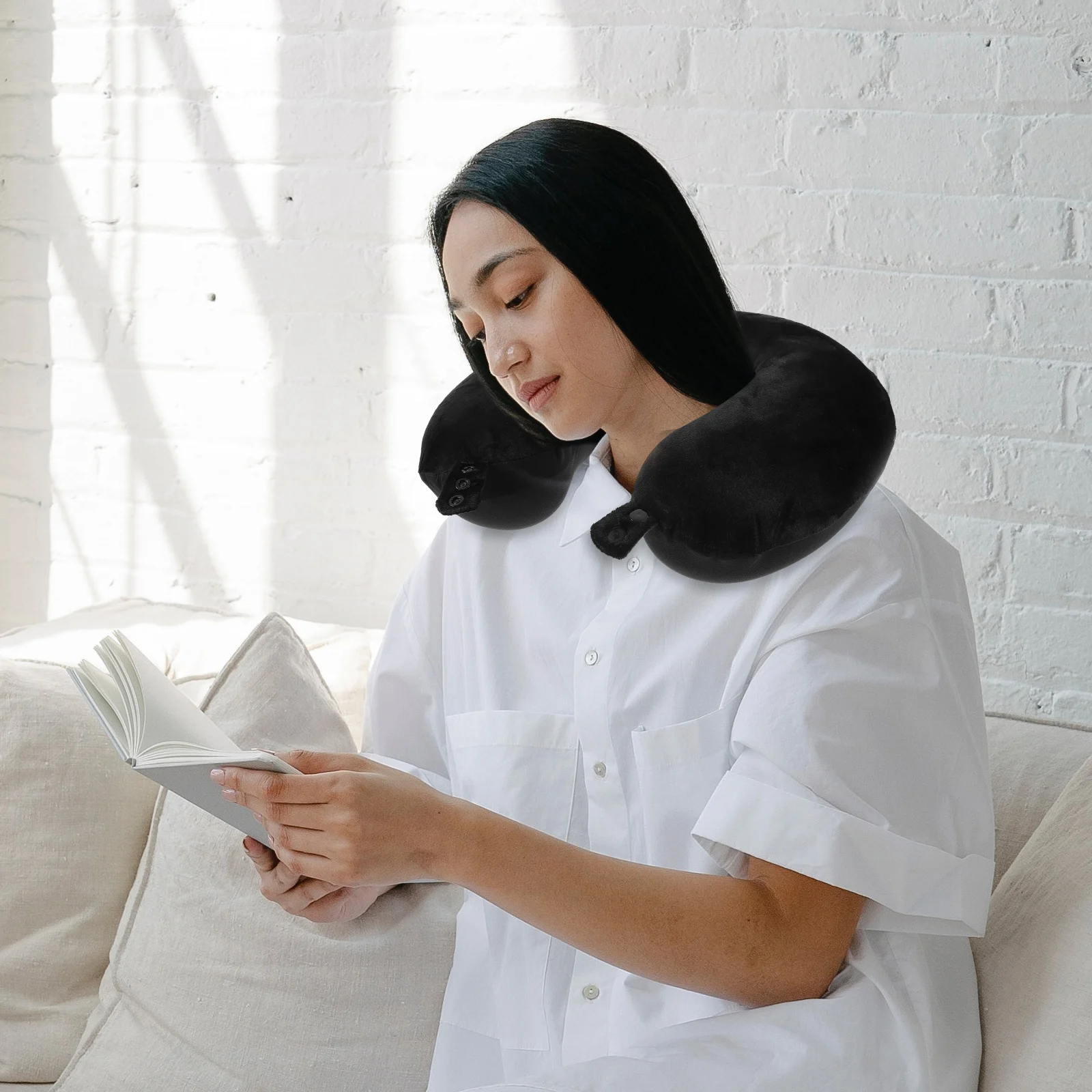 

Memory Foam Neck Pillow Comfortable Portable U Shaped Travel Pillow Ergonomic Support for Sleeping Office Portable Throw Pillows