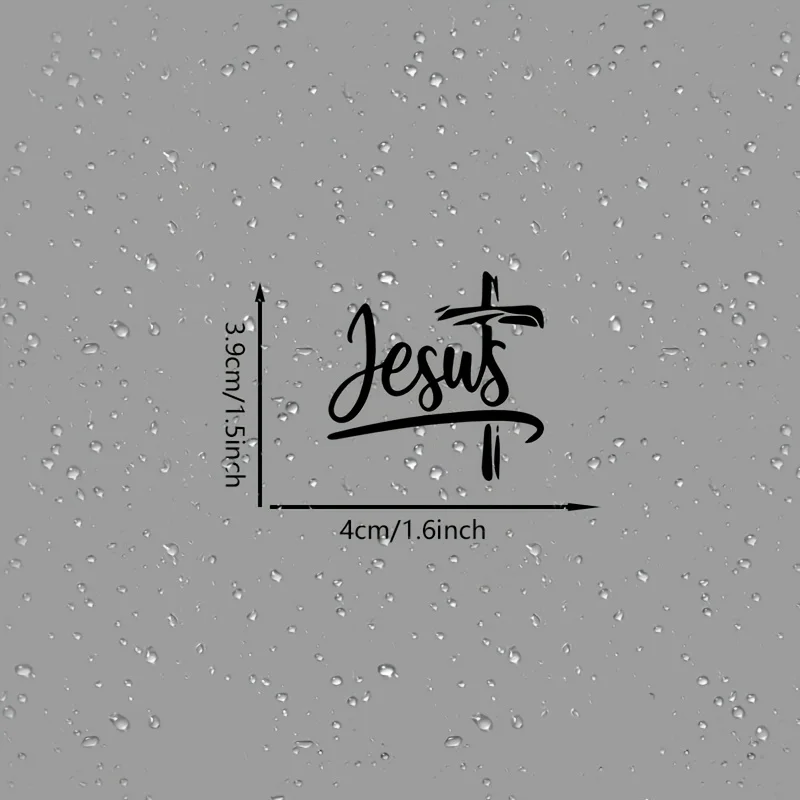 Jesus Cross Car Rearview Mirror Vinyl Sticker Self‑Adhesive Durable Decal for Car Laptop Water Cup Glass Multi‑Purpose Decor