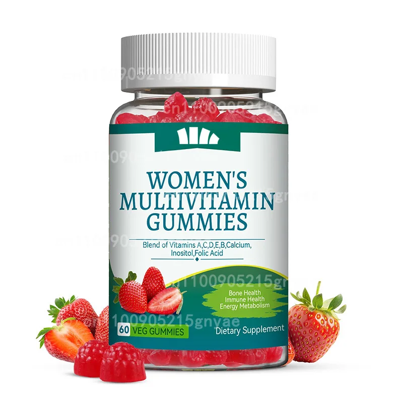 

Women's Multivitamin Gummies Contain Vitamin D3 and K2, Calcium, Omega 3, Inositol, Daily Vitamin A C E B Complex, Folic Acid