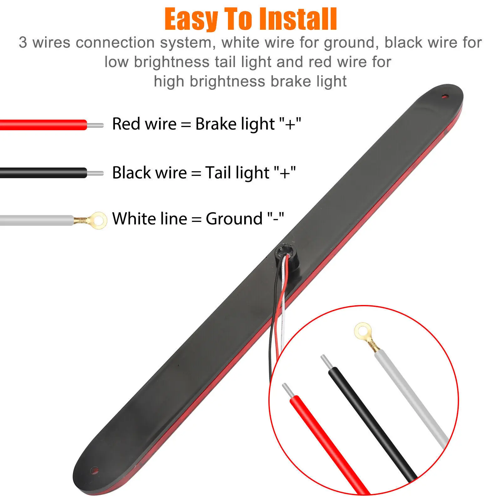 

2PCS 16 inch 11LED 15LED red trailer light strip for parking stop turn signal tail brake lights