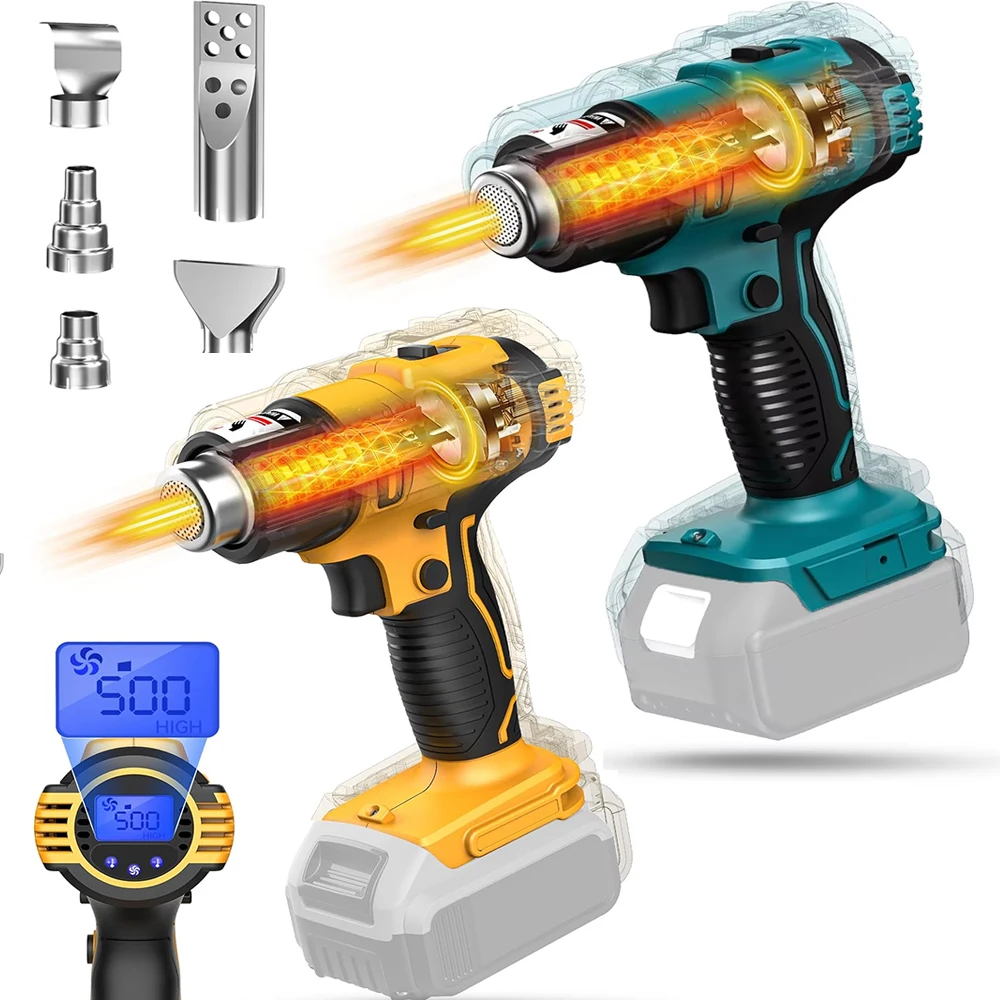 

Тепловая пушка для быстрой пайки 350 Вт с цифровым ЖК-дисплеем для термоусадочных трубок, поделок, эпоксидной смолы для Makita/Dewalt