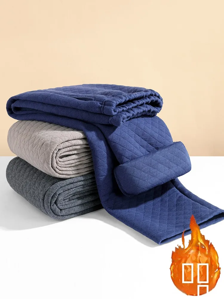 

Мужские зимние утепленные брюки свободного кроя на хлопковой подкладке из полиэстера для дома и отдыха, для мужчин среднего возраста