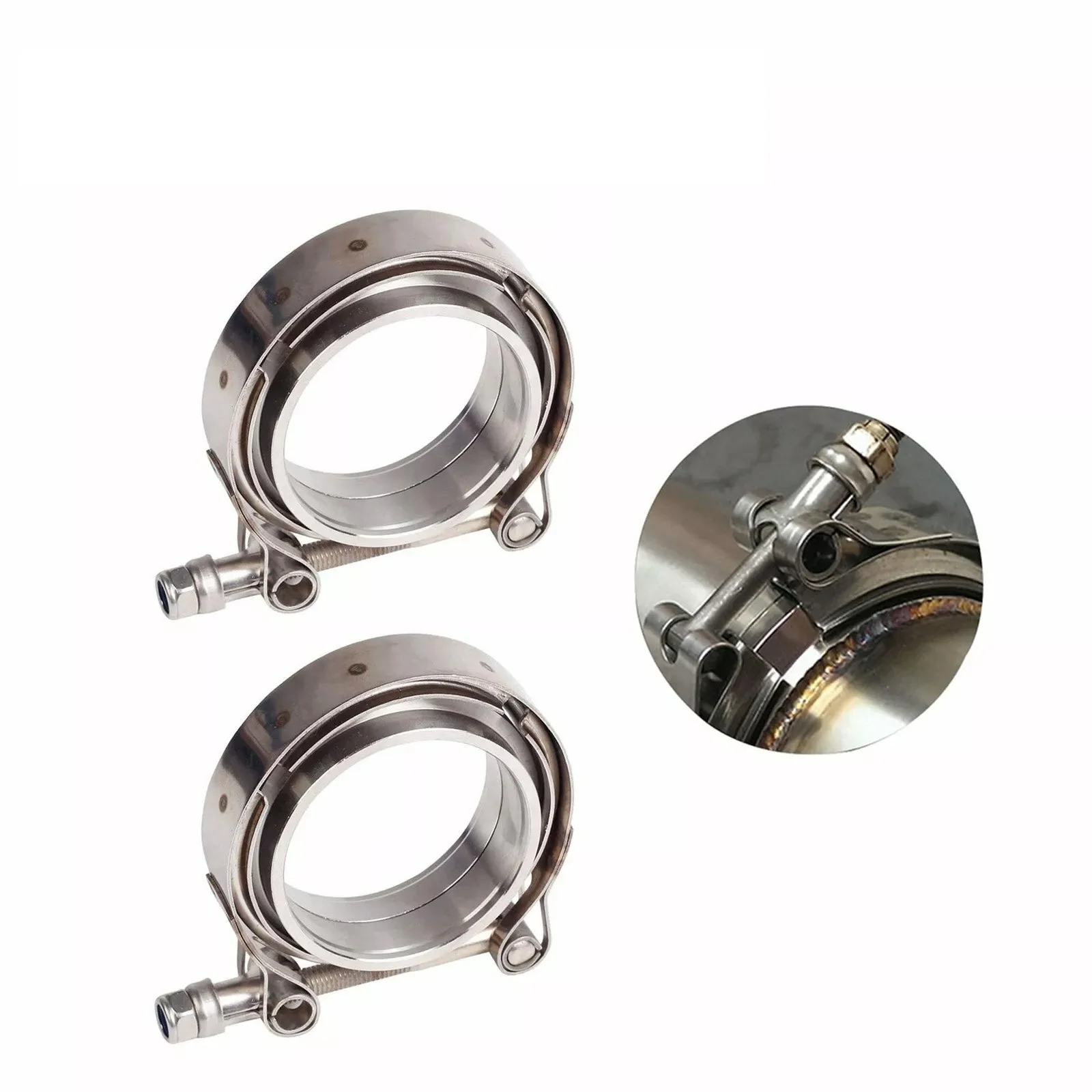 

2X 3.5" Inch Stainless Steel V-Band Clamps + Flange Turbo Wastegate Exhaust 2pcs