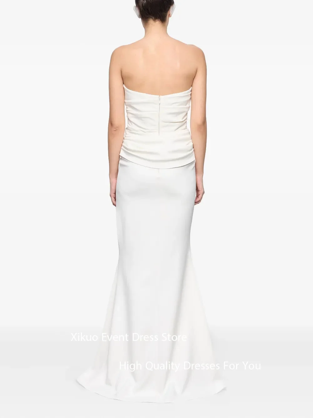 Xikuo-Vestido De Novia De sirena sin tirantes, Espalda descubierta, apliques sin mangas, Maxi vestidos De Novia, corpiño fruncido, personalizado