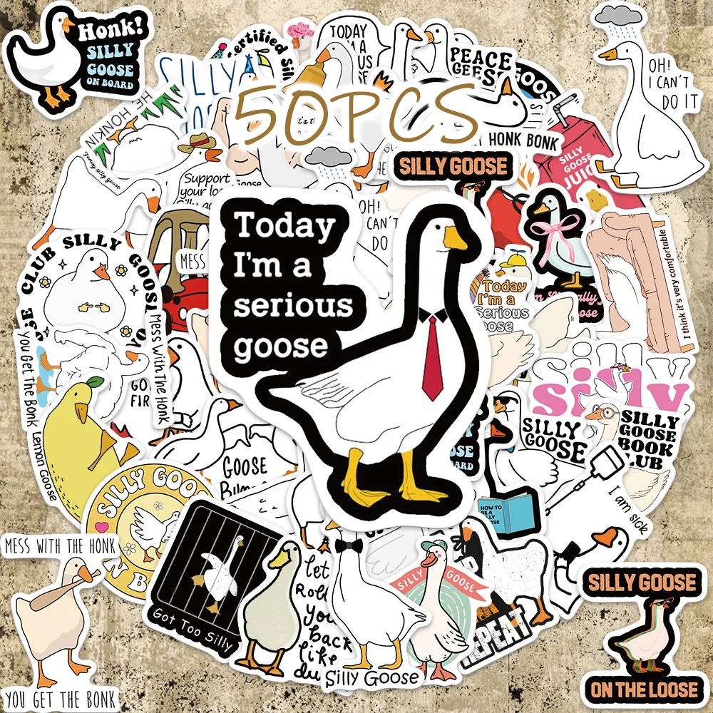 50pcs Ridiculous Silly Goose decorative stickers for New Year gift party decors Back to school laptop cellphone case skateboard