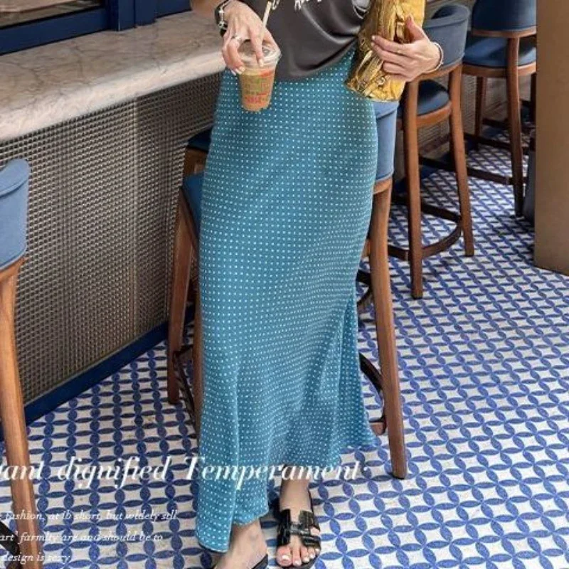 Robe française taille haute pour femme, tempérament rétro, point de vague, simple, douce, commconsul2025