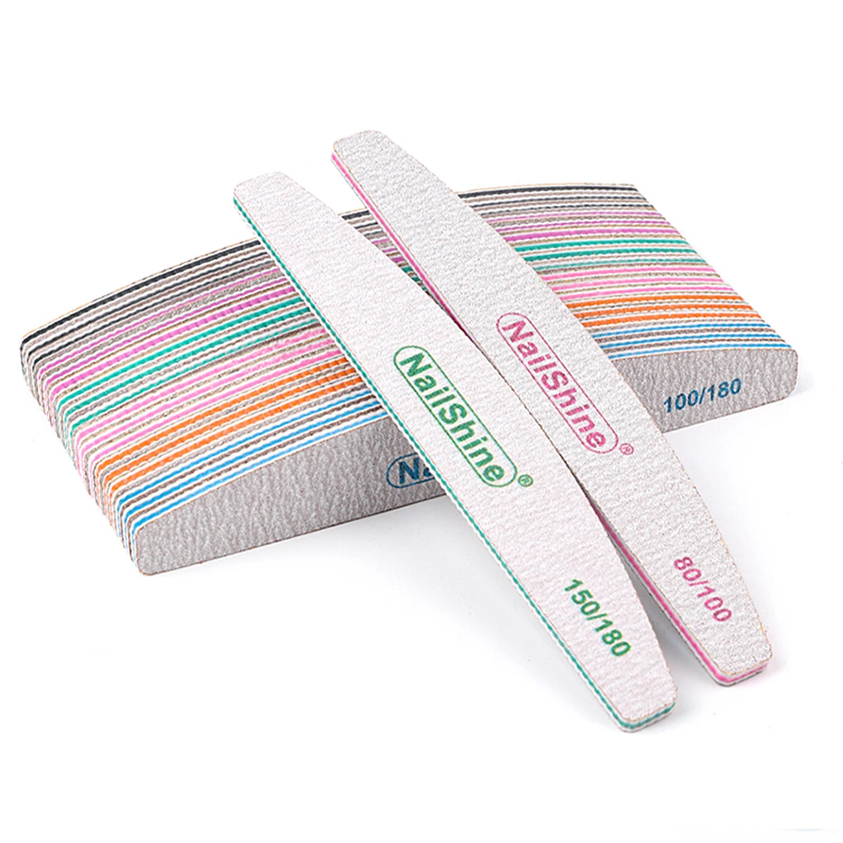 20/50Pcs Double‑Sided Grey Boat Nail File 80/100 Grit Buffer Sticks 100/180/240 Grit Professional Manicure Polishing Tools
