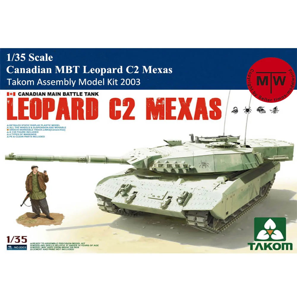 

Takom 2003 1/35 Scale Canadian MBT Leopard C2 Mexas proto Version Assembly Model Kits