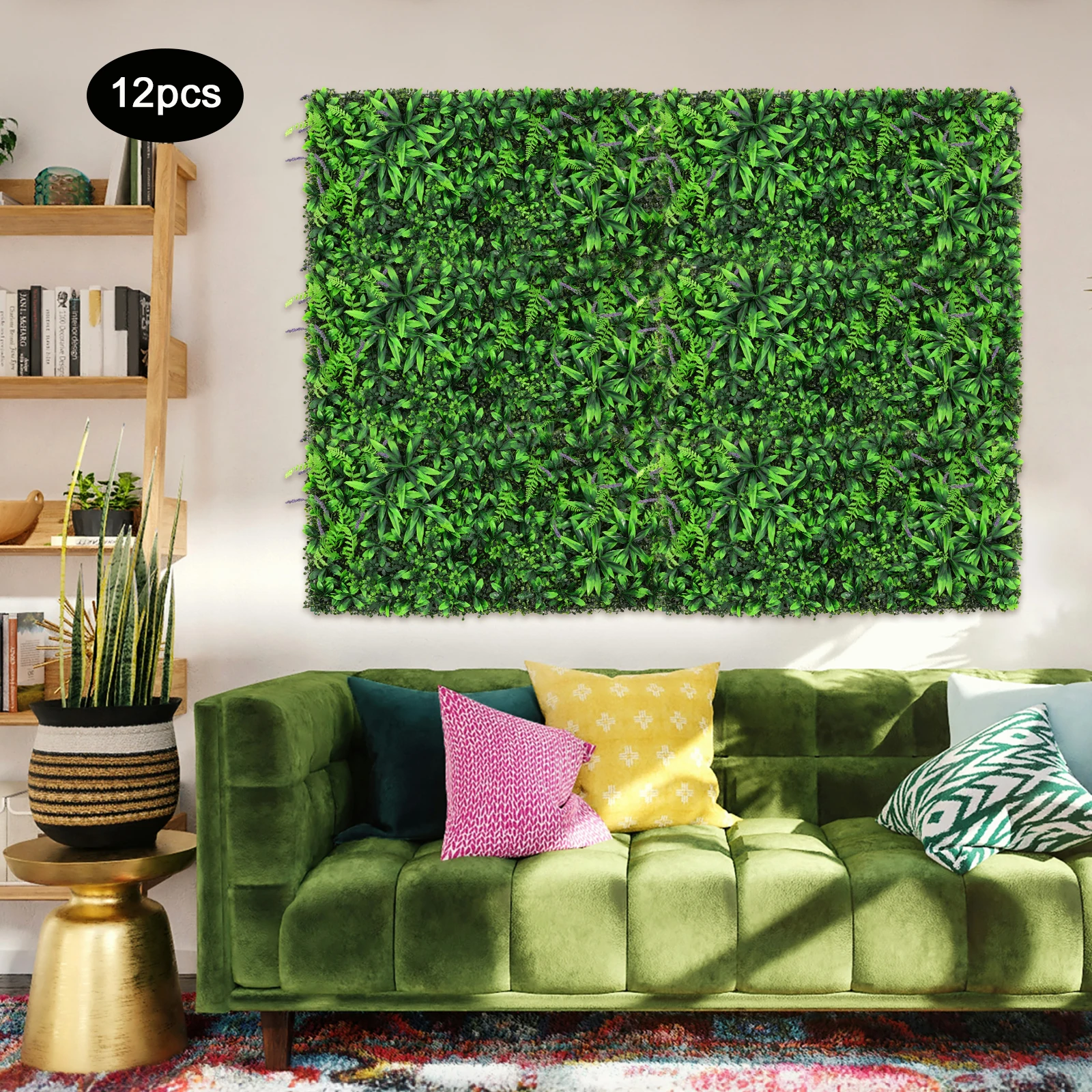 12 Pieces Greenery Wall Panels, 12 Pack Greenery Wall Panels, Artificial Greenery Panels For Privacy Fence Screen, Outdoor/Indoor Wedding Decor, Garden Backyard