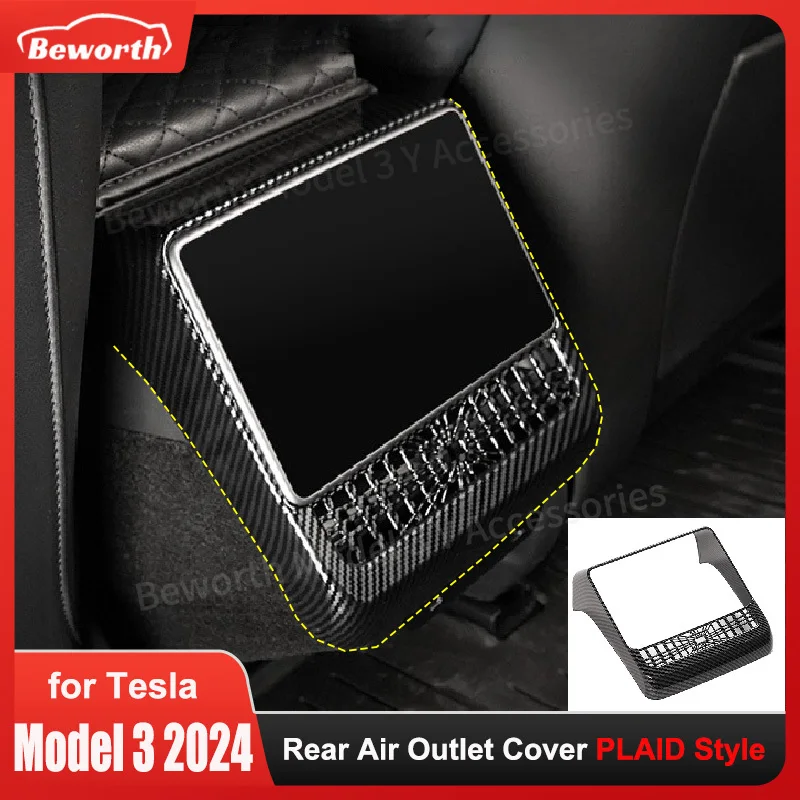 for Tesla Model 3+ Highland 2024 Rear Air Outlet Cover PLAID Style Air Conditioning Vent Protective Cover New Model3 Accessories